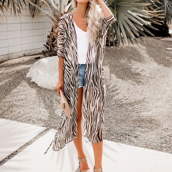 Fashionable Chiffon Kimono Cape Cover Up Wrap - Picture 2 of 7